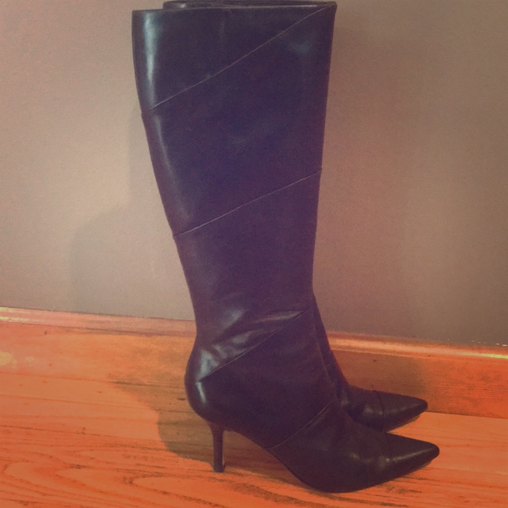 Brown leather boots